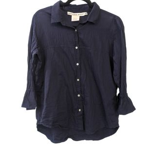Gretchen Scott Blue Cotton Button Shirt. Large